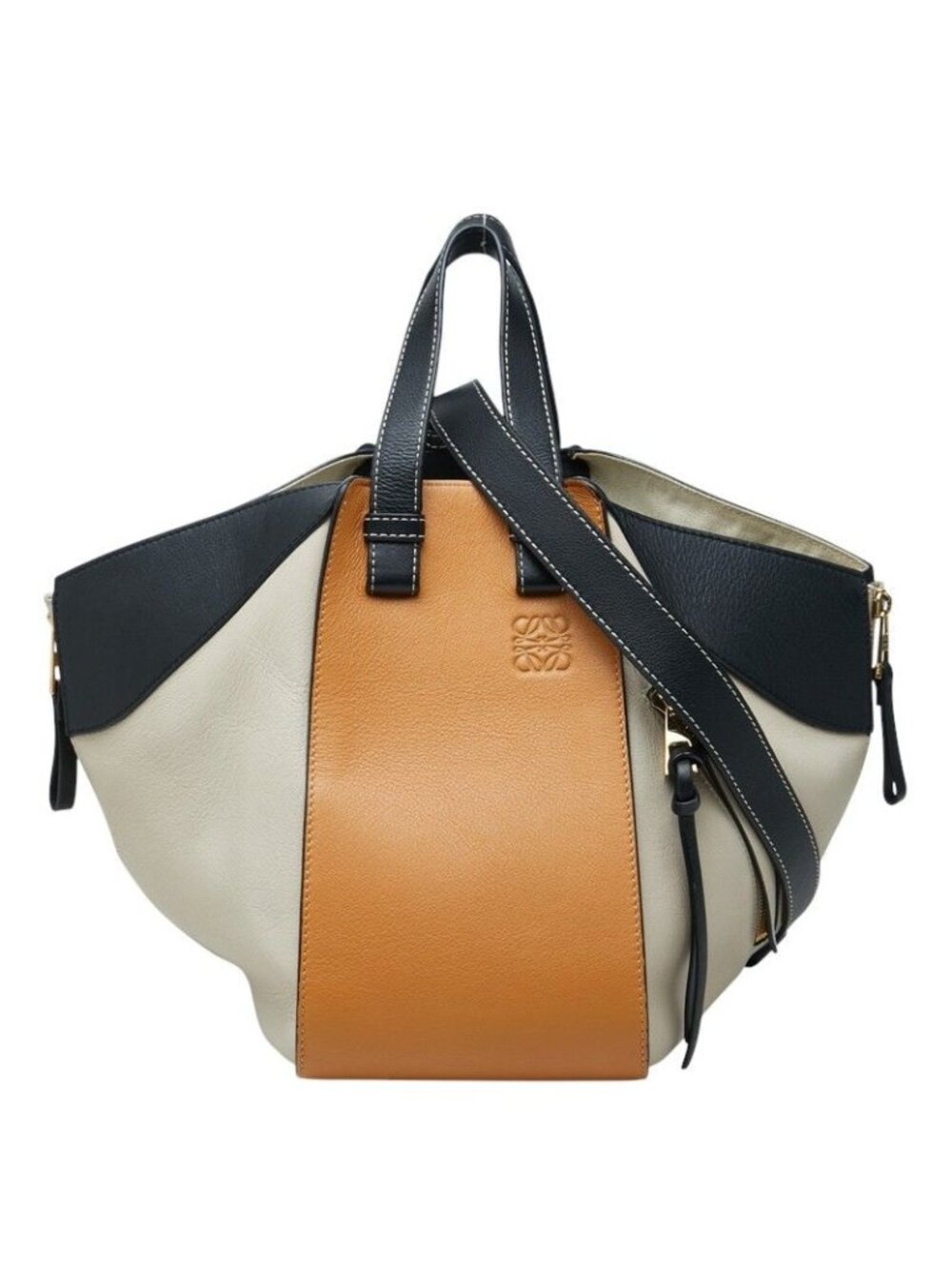 Loewe Hammock Small 2-Way Shoulder Bag Beige Camel Black Leather